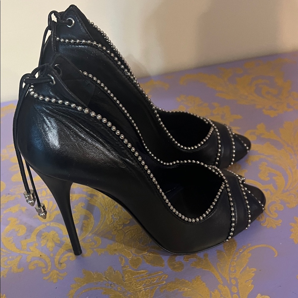 Balmain Black Heels with Silver Accents